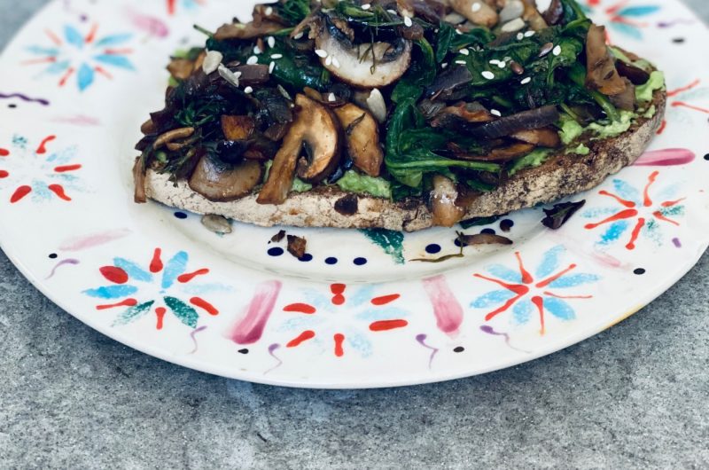 Garlicky Mushrooms & Spinach on Toast