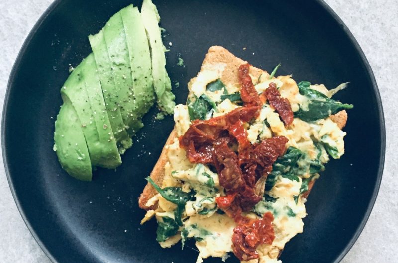 Spinach Scrambled Eggs on Toast