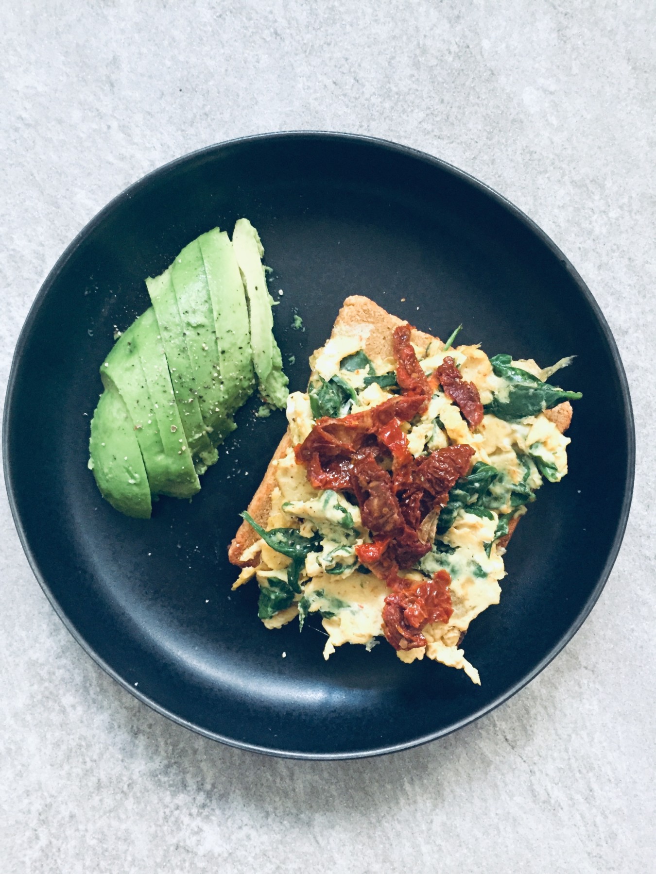 Spinach Scrambled Eggs on Toast
