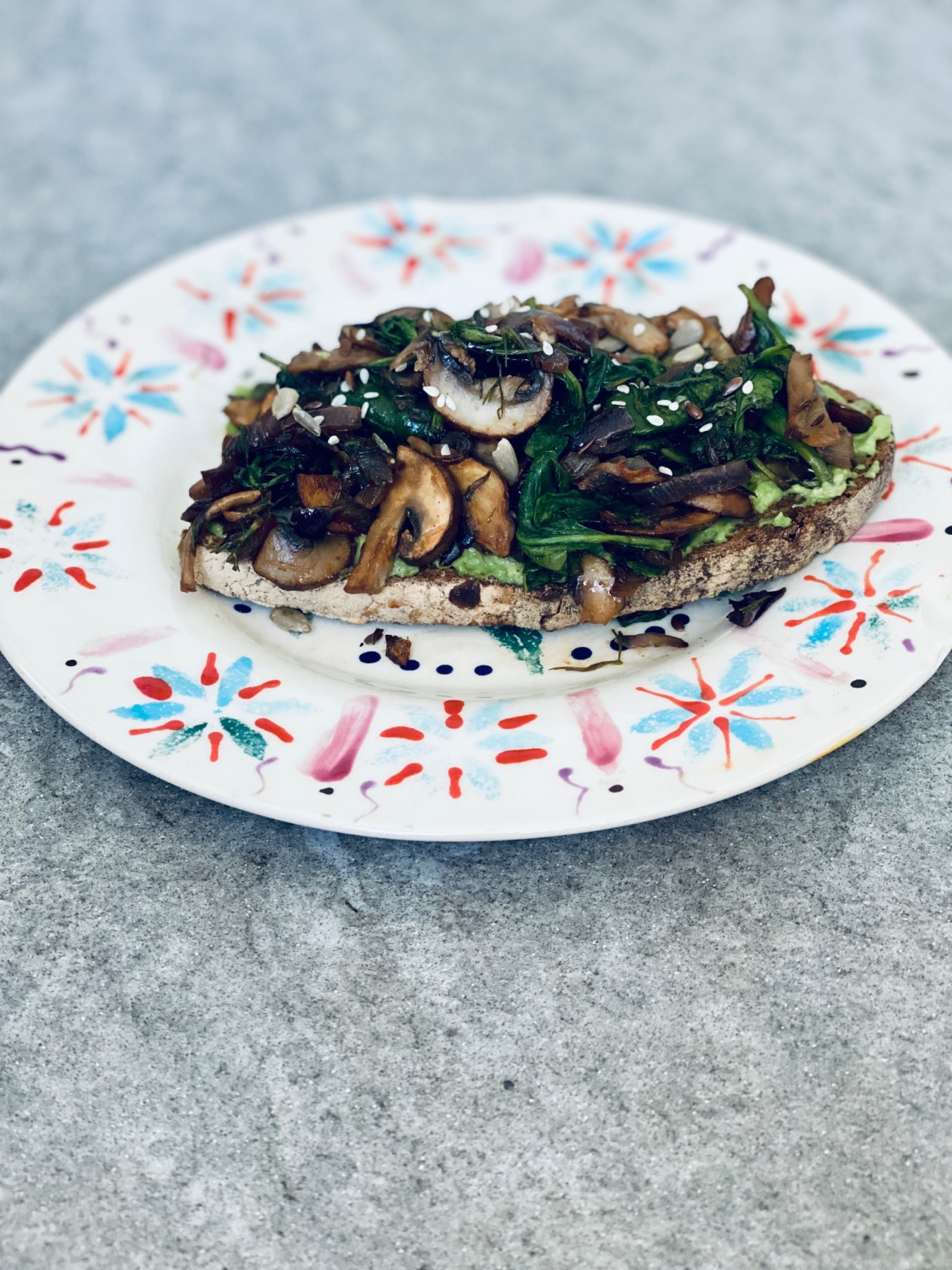 Garlicky Mushrooms & Spinach on Toast